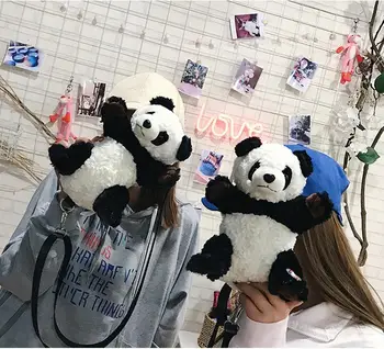Meitenes, Disco Deju Mini Tālruni Somā Jaunu Cute Plīša Panda Maku Somā, Cieta Sievietes Crossbody Messenger Bag Meitenes Pleca Soma