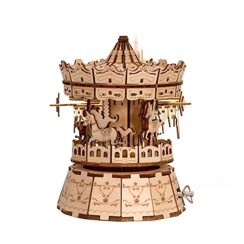 3D Koka Karuselis DIY Music Box Puzzle Modeļa Komplekta Radošas Dāvanas Pieaugušajiem Un Bērniem