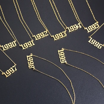 Vnox Nerūsējošā Tērauda Dzimšanas Gads Kaklarota Sievietēm Zelta Tonis sānslīdi kaklasaite BFF Dzimšanas dienas Jubilejas Dāvanu Regulēšana