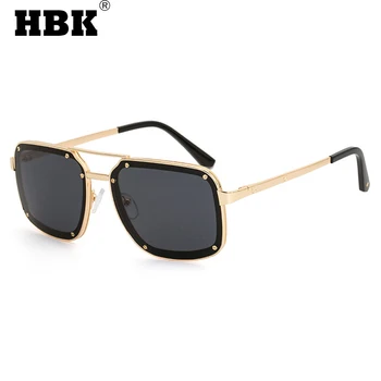 HBK Jaunu Vintage Laukumā Saulesbrilles Vīriešiem, Sievietēm Lielgabarīta Zelta Liels Rāmis Unisex Braukšanas Briļļu Classic Zīmola Dizaina UV400