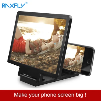 RAXFLY 3D Mobilā Tālruņa Ekrānā Pastiprinātājs Locīšanas Video Palielināmais Stikls HD Stāvēt Darbvirsmas Turētājs Ekrāna Expander Lupa Stāvēt