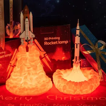 Space Shuttle Lampas, 3D Druka Raķešu Lampas Raķešu Mīļotājiem Bērnu Gultas Lampa, USB Uzlādējams Nakts Gaisma Mājas Apdare
