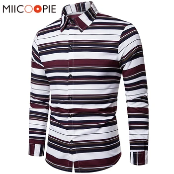 Krāsas Svītrās ar garām Piedurknēm Vīriešu Krekls M-4XL Plus Lieluma Slim Fit Ikdienas Krekli Vīriešu Biznesa Camisa Masculina Sociālā Zīmola Apģērbi