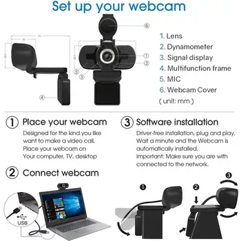 Kamera, Full hd 1080P Video Kamera Ar Vāciņu ABS Optisko Objektīvu USB Plug And Play web kamera Ar Mikrofonu,