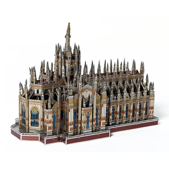 Itālija Duomo di Milano Pasaulē ir Liels Arhitektūras 3D Puzzle Metāla Modeļa Komplekti, 255 Gabalus,DIY 3D Lāzera Samazināt Ēkas Jigsaw Rotaļlietas