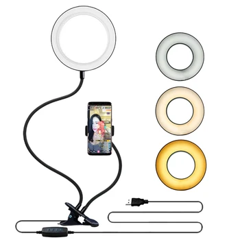 Universālā Selfie Gaismas Gredzenu ar Elastīgu Mobilā Tālruņa Turētājs Slinks Turētājs Galda Lampa LED Gaismas Live Stream Biroja Virtuves