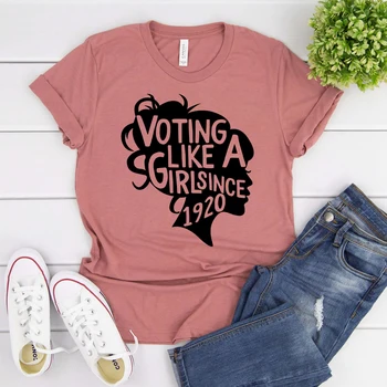 Balsošanas Kā Meitene kopš 1920 T-krekls 100. Gadadienu, 19. Grozījums Krekls Sieviešu Vēlēšanu Tiesības Balsot Līdztiesības tshirt