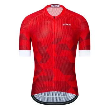 Etixxl ir 2021. Vīriešu Sarkanā krāsā ar īsām piedurknēm riteņbraukšana svīteri Riteņbraukšana svīteri mtb cikla bicicleta velosipēds tikai krekls velo apģērbi