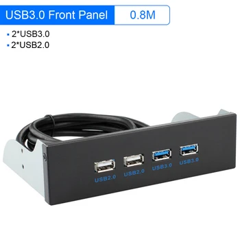 Dual USB 3.0 2.0 3.5 mm Audio 6 Porti HUB HD Audio Metāla Optisko disku, Paplašināšanas Priekšējā Paneļa