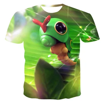 2021New Vasaras 3D T Krekls Puika Mazulis Īsām Piedurknēm Elpojošs Tauriņš Jauki Modes O-veida Kakla Anime Pokemon Pielāgot 110-6 XL