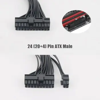 Barošanas Splitter, Dual PSU Kabeļa Adapteris 24 Pin 20+4 Pin ATX Mātesplates Adapteris pagarinātāja Vads Dual 24-Pin Ieguves Adapteri