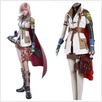 Sieviešu Meitene, 1:1 Spēle Final Fantasy XIII Zibens Cosplay Augstas Kvalitātes Unifrom Tērps, Rozā Parūka Anime Custom-made Viss Komplekts Soma