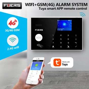 4G Wifi bezvadu GSM signalizācijas sistēmas, drošības Tuya Alexa Aplikāciju Wifi Kameru Pieskarieties tastatūras Smart Home apsardzes pakalpojumi, Apsardzes Signalizācijas Sistēma, Apsardzes Signalizācija