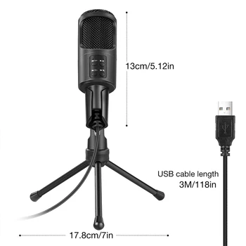 Metāla USB Kondensatoru Ierakstīšanas Mikrofons Profesionālā Karaoke Mikrofoni Portatīvie Windows Studijas Ieraksta Youtube
