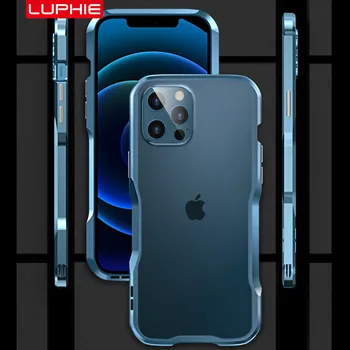 Luphie iPhone 12 11 Pro mini Max 7 8 Plus XR-X XS MAX Triecienizturīgs Bruņas Metāla Buferi Neregulāri Lietā Alumīnija Vāks