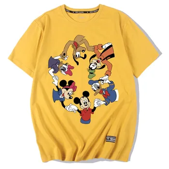 Disney T-Krekls Minnie Mickey Mouse Daisy Donald Duck Suns Karikatūra Izdrukāt Šiks Modes Unisex O-Veida Kakla Īsām Piedurknēm Tee Top 5 Krāsas