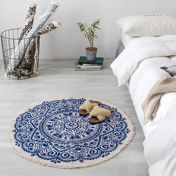 Kaņepju, kokvilnas kārtu paklājs guļamistabā bohēmas stilu pušķis kokvilnas paklājs ar rokām austi etniskā klasiskais gobelēns dīvāna spilvenu tatami grīdas paklājs