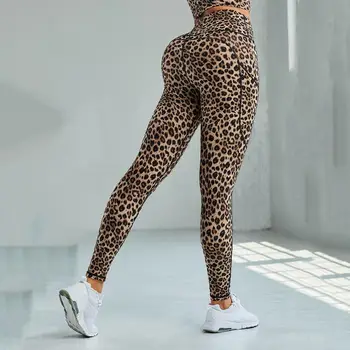 Augsta Vidukļa Zeķes Sievietēm Leopard Fitnesa Legging Sporta Leginsy Sporta Bezšuvju Tie Krāsošanas Leggins Push Up Bikses Treniņu Legging Sievietēm