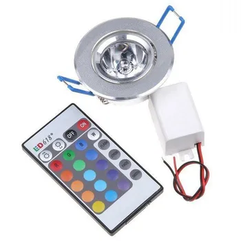 1gb LED Spuldzes, Lampas 3W RGB, 16 Krāsas Punktveida Gaismas AC85-265V + INFRASARKANO staru Tālvadības pults RGB LED Griestu Downlight