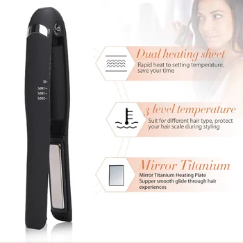HairDiva Lādējams Matu Iztaisnotājs Mazu Pārnēsājamu USB Uzlādes Plakani Dzelzs Bezvadu MINI Wiress Matu Iztaisnošanas Dzelzs