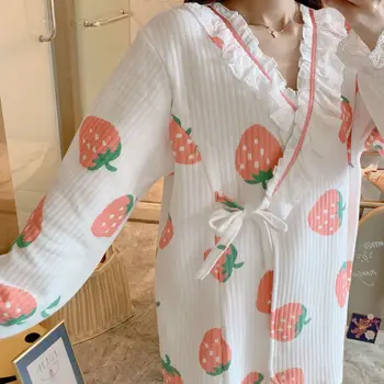 XIFER Kokvilnas Māsu Drēbes, Liela Izmēra Pidžamas Sieviešu Pavasara Rudens Kimono Sievietēm pēc Dzemdībām Pidžamu Ērti Homewear