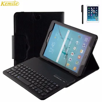 Kemile Noņemams Bezvadu Bluetooth Klaviatūru Portfeļa Ādas Stand Case Cover for Samsung Galaxy Tab S2 9.7 T810 T815 T819