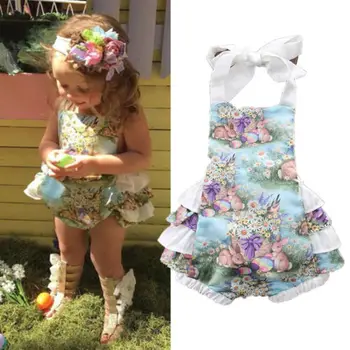 Vasaras Bērnu Ziedu Romper Jaundzimušais Meiteņu Apģērbs Bērniem Princese Violeta romper Tutu Ziedu Kleitu 0-24M