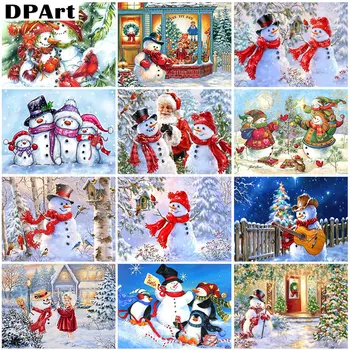 Dimanta Krāsošana 5D Pilnu Kvadrātveida/Kārtas Urbt Priecīgus Ziemassvētkus Sniegavīrs Sniega Skatuves Daimond Izšūšanai, Glezna Krustdūrienā Pic M328