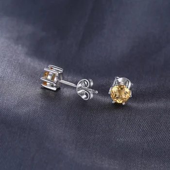 JewelryPalace 0.9 ct Dabas Citrine Stud Auskari 925 Sterling Sudraba Auskari Sievietēm korejas Earings Modes Rotaslietas ir 2021.