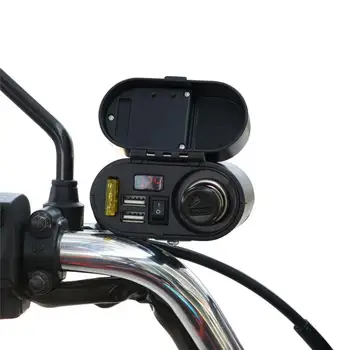 Motociklu ūdensizturīgs piepīpētāja dual usb multi-funkciju, mobilais telefons ar lādētāju spriegums laika displejs motociklu detaļas