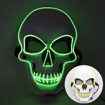 Jaunais Gads, Halloween LED Galvaskausa Maska iedegties Puse Maskas Neona Maska Cosplay Tumši Masque Gaismas Rotaļu