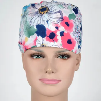 Sieviešu Drukāt Skrubis Caps Maska Kokvilnas Cepurītes Ziedu sērija 03
