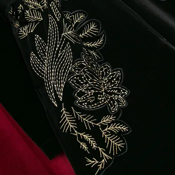 LD LINDA DELLA Ziemas Dizainers Elegants Jumpsuits Sieviešu V-veida kakla Luxury Gold Line Izšuvumi Modes Samta Melns Kopumā Romper
