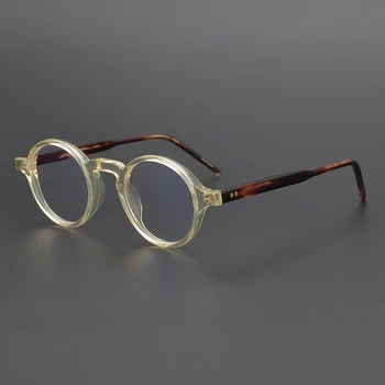 Acetāta Apaļas Brilles Rāmis Vīriešu, Vintage, Retro Pilna Brilles Sievietēm Optisko Receptes, Briļļu Rāmji, Skaidrs, Briļļu Oculos