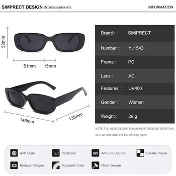 SIMPRECT ir 2021. Nelielu Kvadrātveida Saulesbrilles Sieviešu Modes UV400, Saules Brilles Vīriešiem Vintage Zīmolu Dizainera Toņos Sievietēm Gafas de sol
