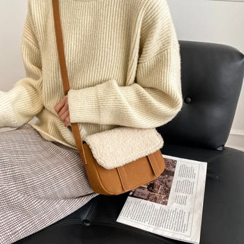 Elegants Sieviešu Laukumā Tote soma ir 2021. Modes New Augstas kvalitātes Mīksta Plīša Sieviešu Dizainers Rokassomu Ķēdes Plecu Messenger Bag