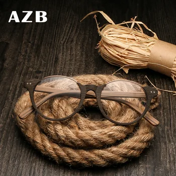 AZB Sieviešu Koka Brilles Rāmis Vintage Kārta Pārredzamu Lēcu Brilles Vīrieši Sievietes Koka Rāmji, Brilles Optiskās Rāmis