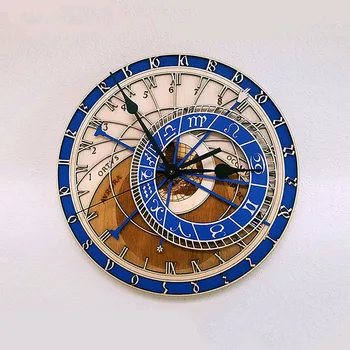 Radošo 3D Sienas Pulkstenis Astronomijas Antikvariāts Stila Pulksteņi Mājas Kvarca Vintage Zvaigznājā Klusa Kustība, Sienas Skatīties