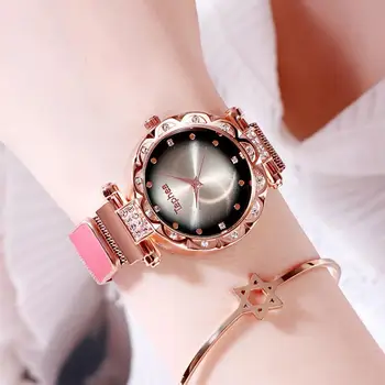 Luksusa Sieviešu Pulksteņi 2020. Gadam Dāmas Rose Gold Skatīties Zvaigžņotās Debesis Magnētisko Ūdensizturīgs Sieviešu rokas Pulkstenis relogio feminino reloj mujer