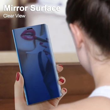 Smart Mirror Telefonu Gadījumos par Huawei Mate 20/Mate 20 Pro/Mate 20 Lite Ādas Pārsegu Mate20 20Pro 20Lite Aizsardzības Capa Atpakaļ