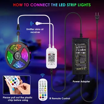 LED Sloksnes Gaismas, Bluetooth App RGB Sapņu krāsa Adresējama 1903 IC Strip Gaismas Krāsu maiņa gaismas lentes 12V Ūdensizturīgs lentes