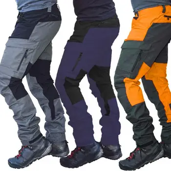 Vīriešu Modes Krāsas Bloka Daudzgadu Kabatām Sporta Garš Kravas Bikses Darba Bikses ikdienas valkāšanai Ārā Kāpšanas Pārgājieni streetwear