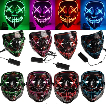 Halovīni Scary Masku Kostīmu, Masku, EL Wire Gaismas Cosplay LED Kostīms, Maska, Stieples Gaismas Halloween Festivāls Pusi 10 Krāsas Q30