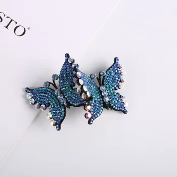 Korejas Salda Meitene Vienkārši Rhinestone Butterfly Matu Pin Barrettes Klipus Sieviešu Modes Galvassegu Pilna Diamond Matu Aksesuāri