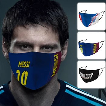 Faniem Par RONALDA MESSI Futbola Kluba Sejas Masku Atkārtoti Modes Maskas Ar 5 Kārtu PM2.5 Filtru Futbola Higiēnas Mutes Maska