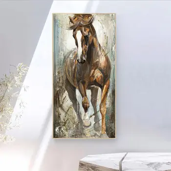 Mūsdienu Vertikālās Auduma Zirgs Glezniecību Cuadros Gleznas pie Sienas, Mājas Dekoru Audekls Izdrukas, Plakāti, Attēli Māksla bez rāmja