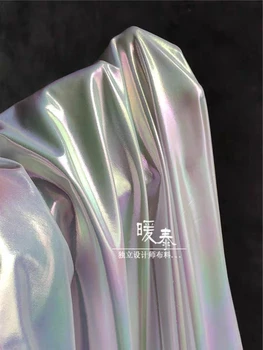 Spilgtas Krāsas Gradients Atstarojoša Auduma Spoguli Varavīksnes Atstarojošs DIY Apģērbu Mētelis Fona Dekors Cosplay Audumu Dizainers