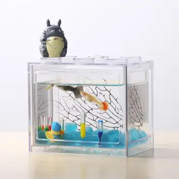 HobbyLane Superposed Mini Akvārijs Akvāriju, lai Rumble Fish Marimo Spider Marimo(Nav USB Nav Gaismas)