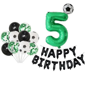 25pcs/set Soccer Jersey Futbola Folija Baloni Zaļā Skaitu Balonu, Zēns 1 2 3 4 5 6 Gadu Dzimšanas dienas svinības dekori Bērnu Rotaļu Gaisa bumbiņas