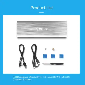 ORICO M. 2 SSD Kameras Adapteri NVMe NGFF Alumīnija M2 SSD Gadījumā USB3.1 Tips-C Gen2 10Gbps par 2230/2242/2260/2280 SSD līdz 2TB